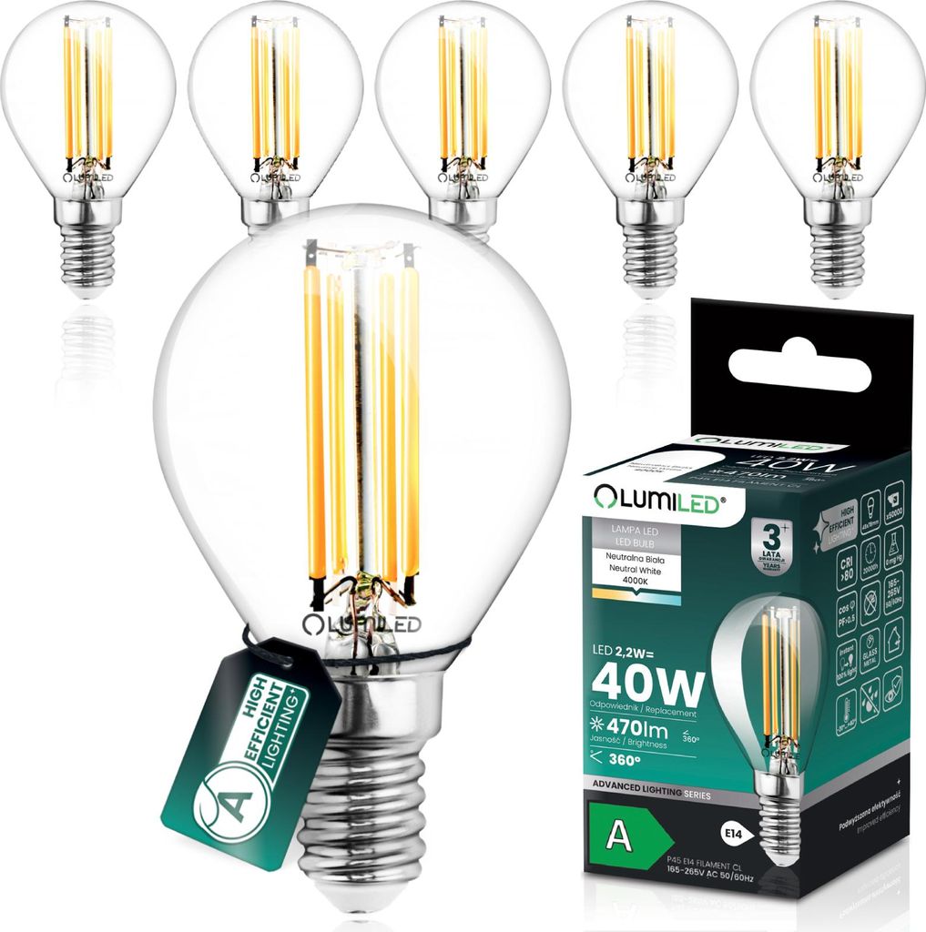 LUMILED LED 6er Set Golfball Lampe P45 E14 Ultraeffizient  Produktbild 