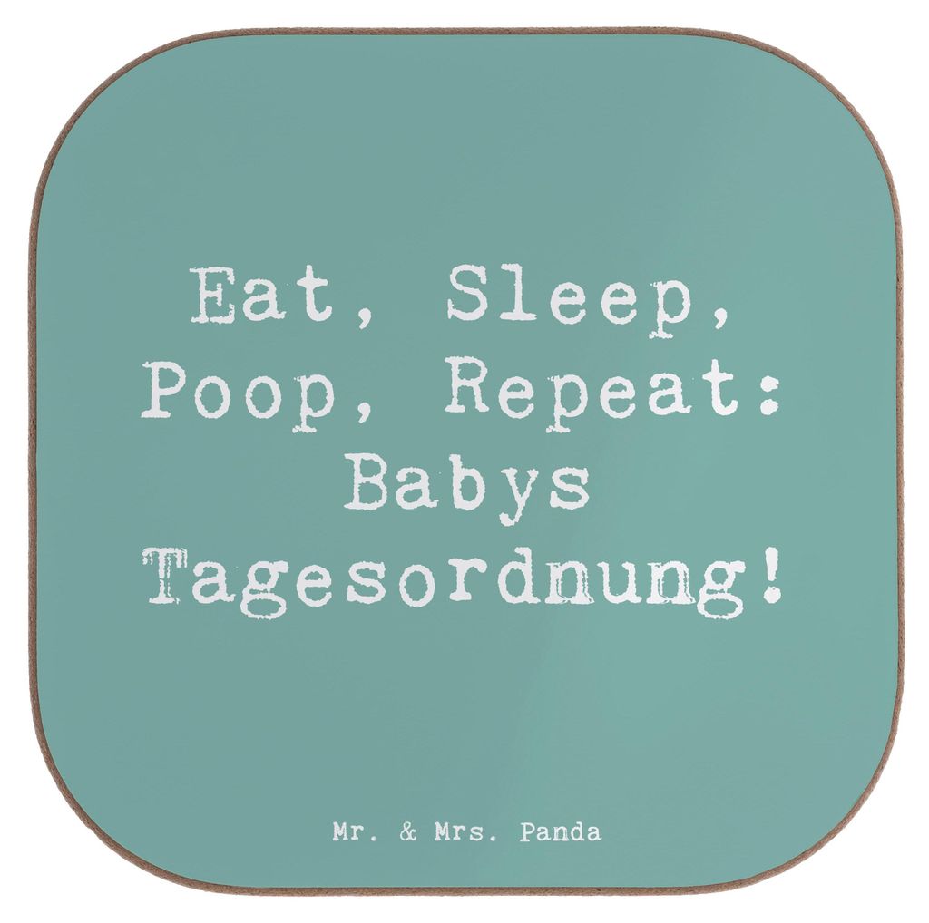 Mr. & Mrs. Panda Untersetzer für Gläser Spruch Baby Alltag - Meeresbrise - Geschenk, Familienleben, Tagesordnung, Verwandte, Tischuntersetzer, Co...