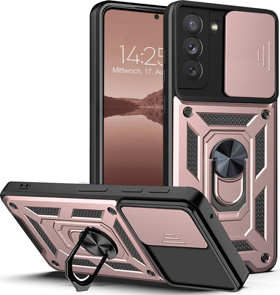 Armor Handyhülle für Samsung Galaxy S22 Kameraschutz Handy Panzer Case Cover Schutzhülle Outdoor Farbe: Rosegold