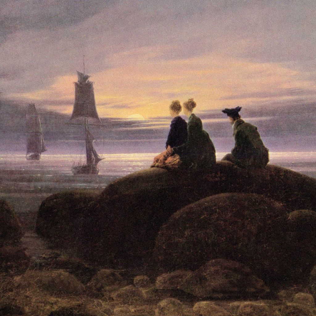 Caspar David Friedrich Kunstdruck Bild - Mondaufgang Am Meer, 1822, Detail (40 x 40 cm)