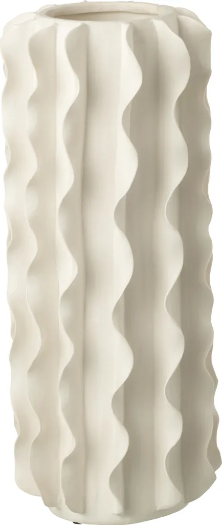 Vase Helix Cylindre Céramique Blanc J-Line - Design Moderne 30cm