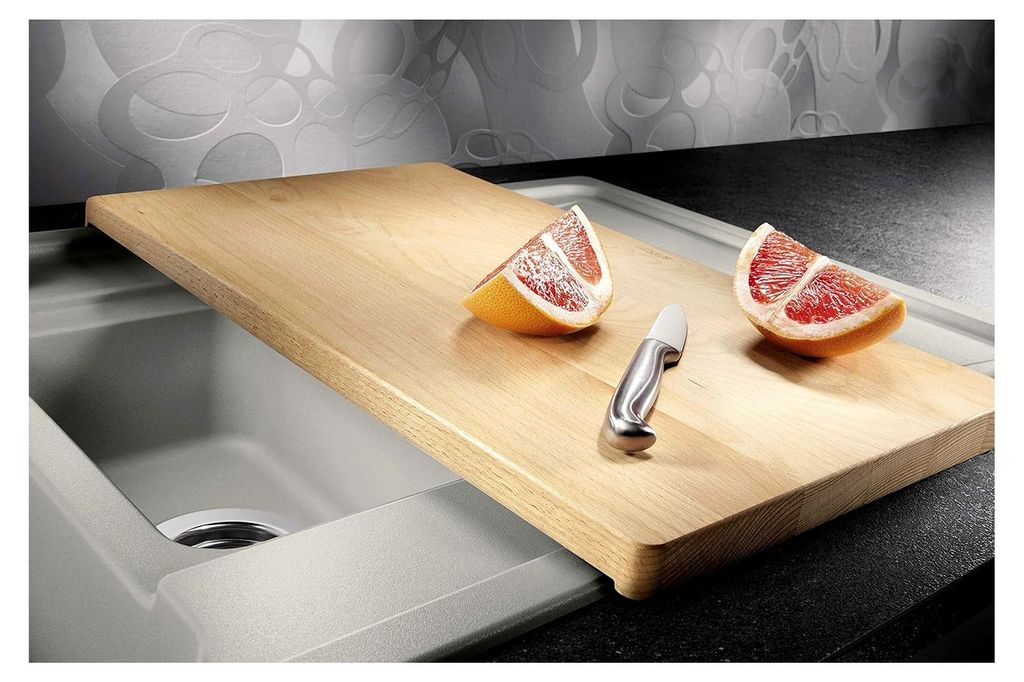 Schneidbrett aus massiver Buche | 530 x 260 mm | Für Spülen mit klassischem Einbau von oben