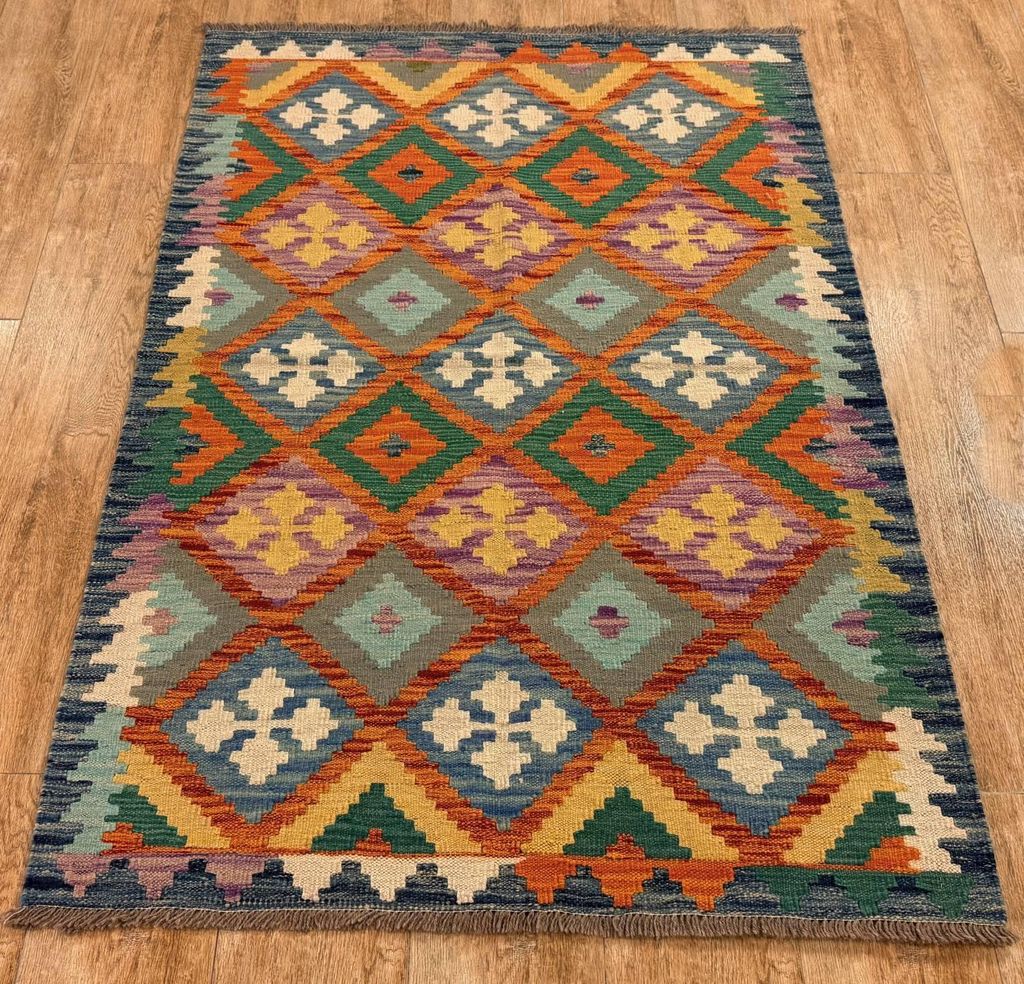 Teppich KELIM ORIGINAL | Farbe: Multi; Größe: 102x148 cm | strapazierfähig und leicht zu reinigen | Wohnzimmer | Schlafzimmer