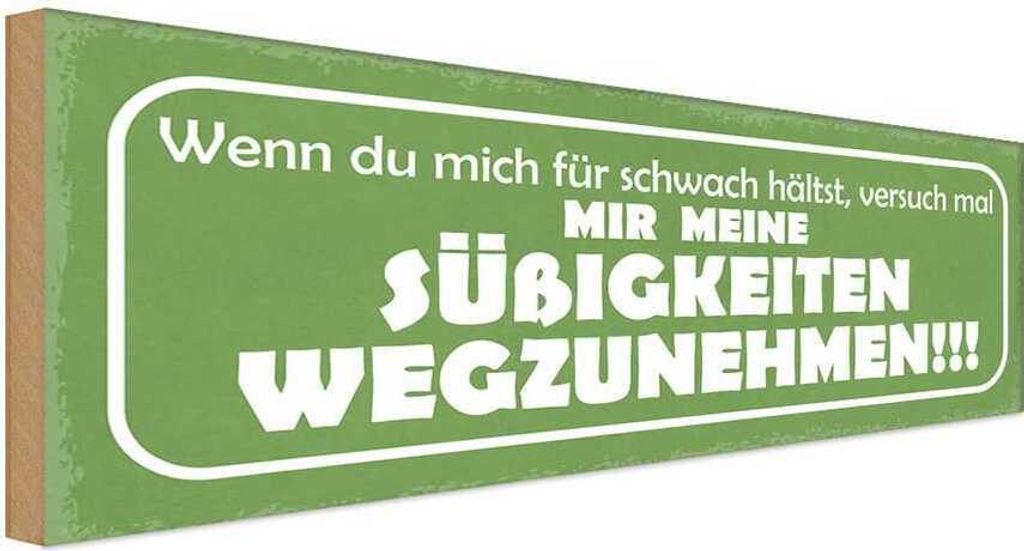 vianmo Holzschild 10x27 cm versuch Süßigkeiten wegzunehmen Spruch Zitat