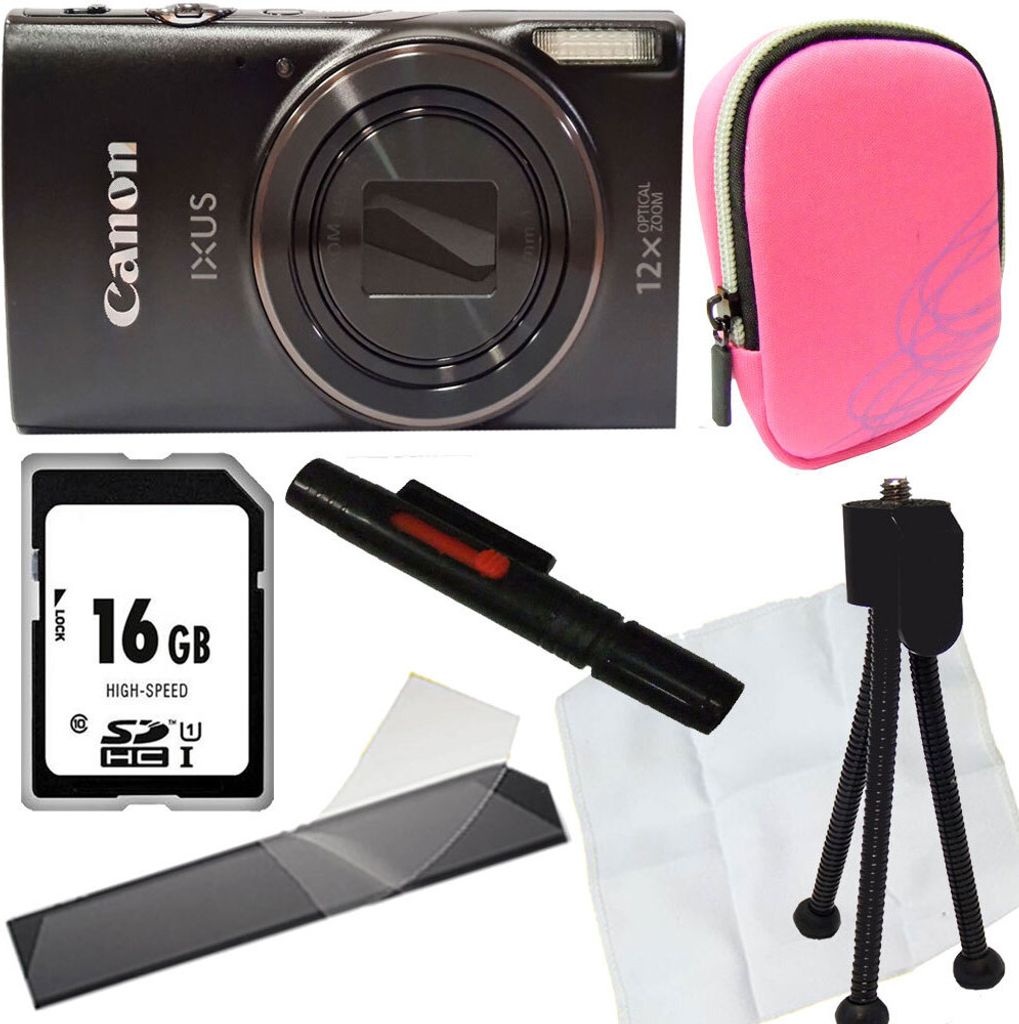 Canon Ixus 285 HS schwarz Set Angebot Tasche pink