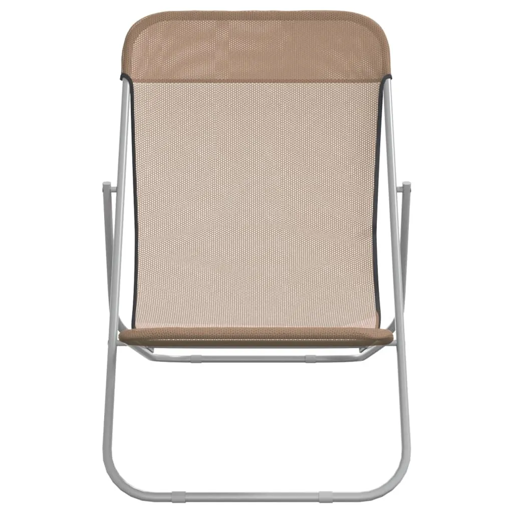 Chaises de plage 2 pcs en textilène taupe et acier robuste - Lot de 2