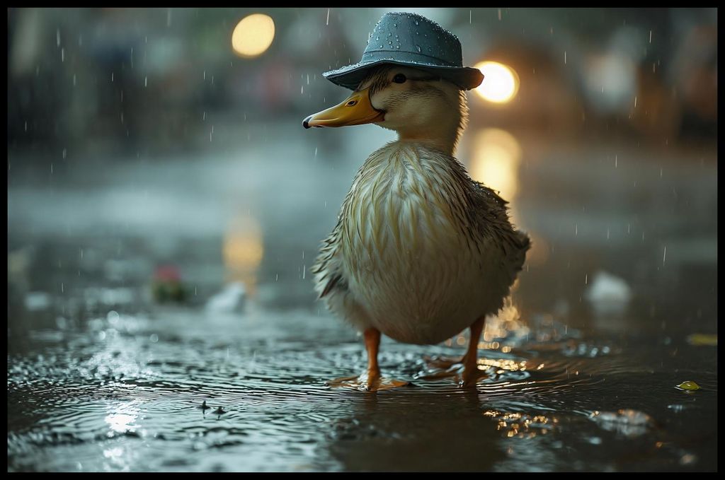 Plakat 91,5x60cm Ente mit Hut