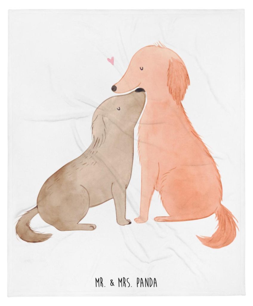 Mr. & Mrs. Panda Bettdecke Hunde Liebe - Weiß - Geschenk, Sprüche, Decke, Bettüberwurf, Herz, Kuscheldecke, Tagesdecke, Plaid, Hund, Vertrauen, ...