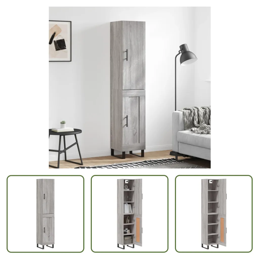 Mobile Alto Living Store Grigio Sonoma 34,5x34x180 cm - Design Moderno