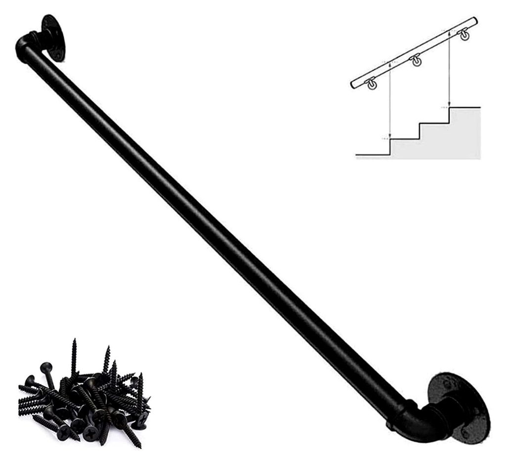 Handläufe 1ft-20ft. Handlauf für Treppen, industrielles Treppengeländer aus Schmiedeeisenrohr, Stützgeländer-Kit, Haltegriff für die Installa...