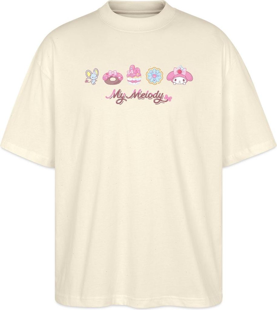 Spreadshirt My Melody Mit Flat Und Gebäckstücken Oversize Uni T-Shirt, L, Natur