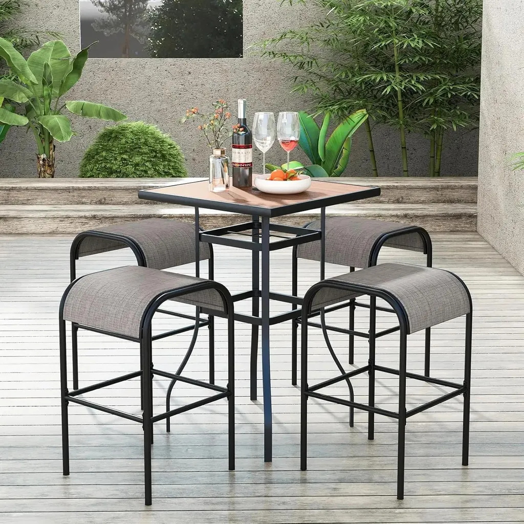 Tabouret de bar d'extérieur résistant aux intempéries marron café