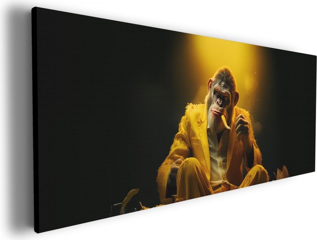 Wallario Premium Leinwandbild The Boss - cooler Monkey in Größe 80 x 200 cm