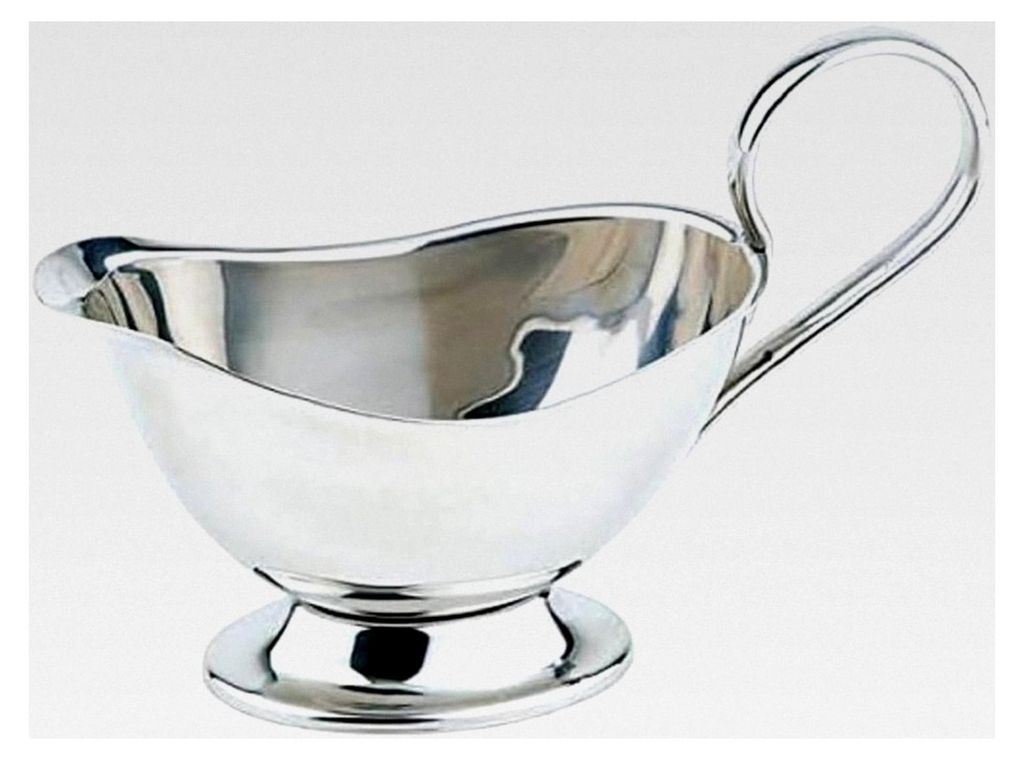 Edelstahl-Sauciere für Weihnachtsessen, Braten- und Dessertsoße, Tafelgeschirr, 250 ml, 16 x 7,5 cm, H: 9 cm