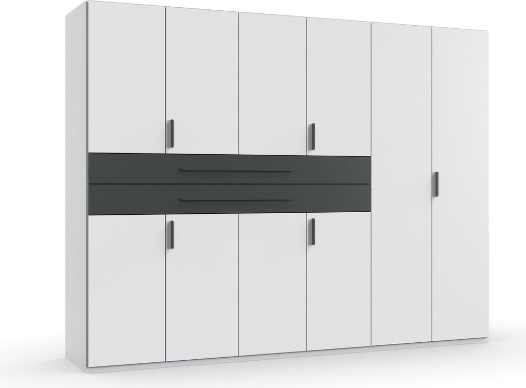 Drehtürenschrank >DIGIT< in WEISS + SCHWARZ - 270x208x58cm (BxHxT)