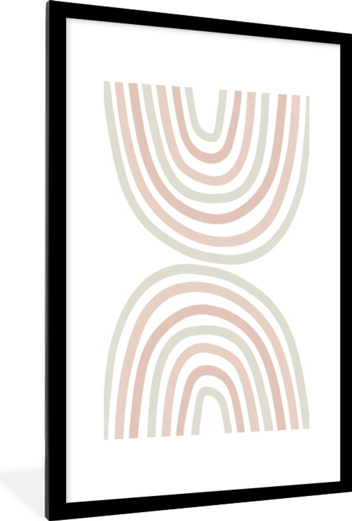 MuchoWow Gerahmtes Poster Regenbogen - Design - Pastell 60x90 cm - Poster mit Schwarzem Bilderrahmen Wandposter Rahmen Foto Bilder - Dekoration -...