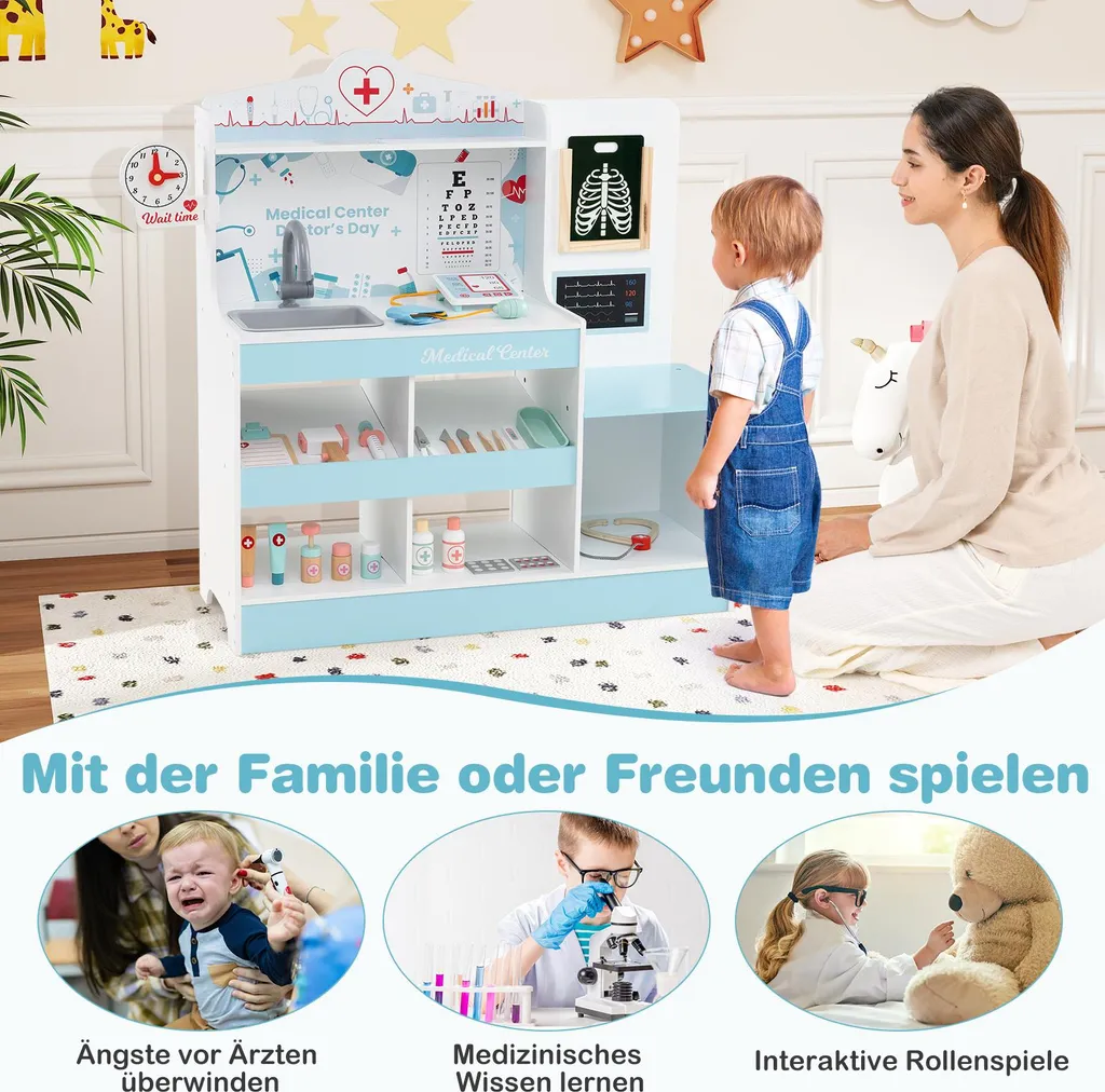 Jeu de Docteur Enfant Bleu : Station Médicale Interactive 24 Accessoires - 7