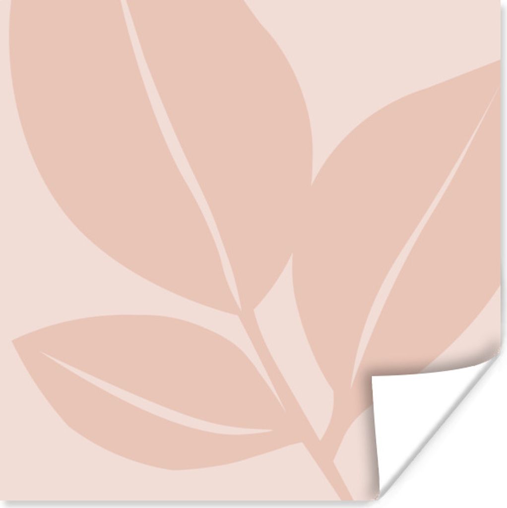 MuchoWow Poster Sommer - Blätter - Rosa - Pastell 50x50 cm - Wohnzimmerdekoration