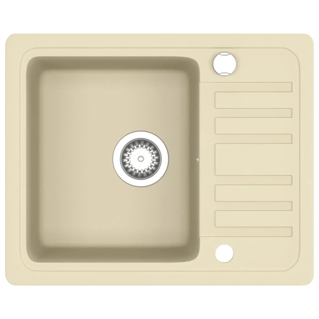 Évier granit beige simple bassin haute résistance aux rayures vidaXL