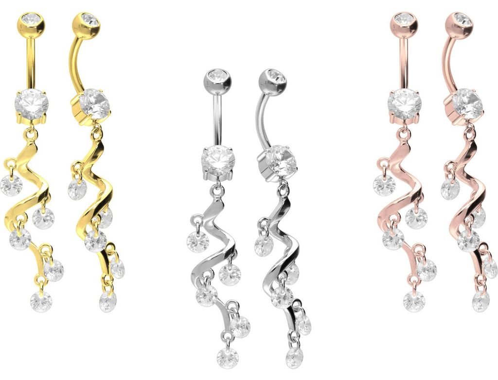Bauchnabelpiercing Chirurgenstahl Bananabell KRISTALLRANKE