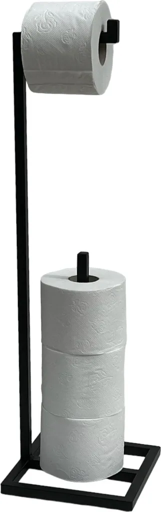 Distributeur Papier Toilette pour WC Invités Support de Réserve sur Pied