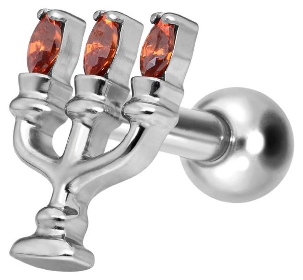 Ohrpiercing Titan Ohrpiercing mit Innengewinde KERZENLEUCHTER Silber Stablänge: 6mm