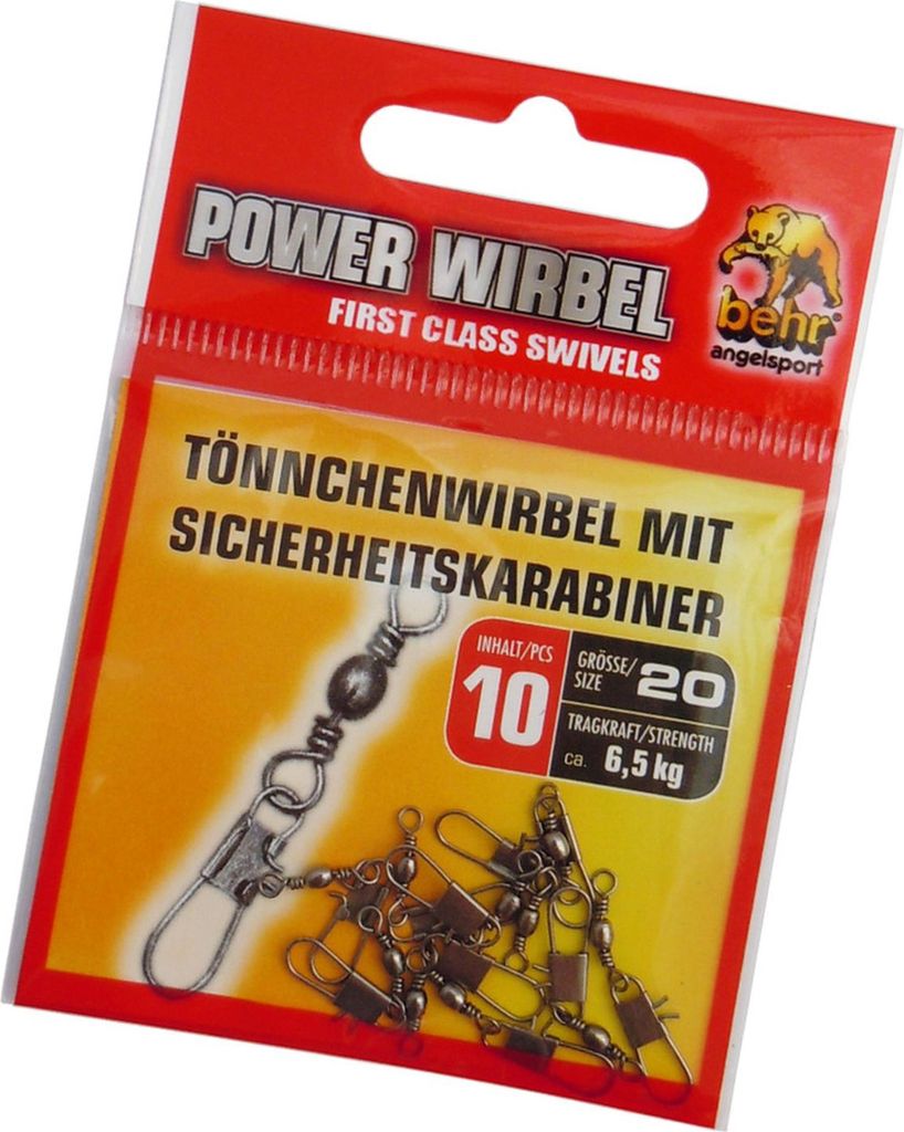 Tönnchenwirbel mit Sicherheitskarabiner 10 Stück Gr. 20