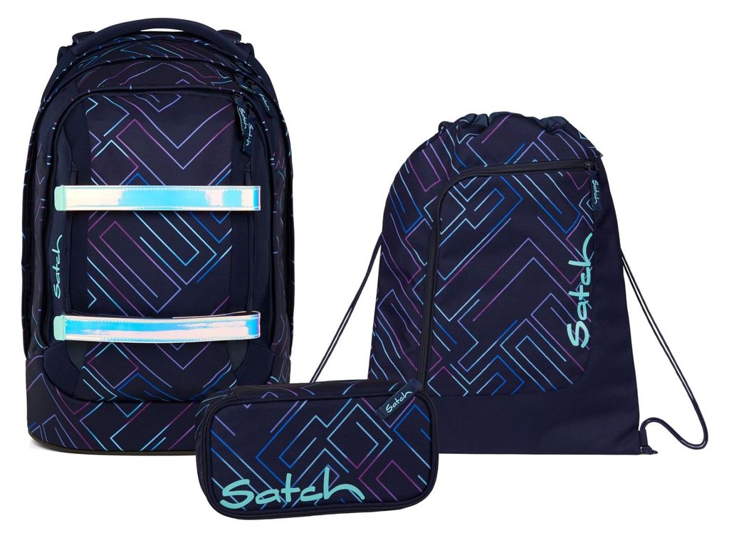 Satch, Schulrucksack-Set PACK Purple Laser 3-teilg, ab 5. Produktbild 