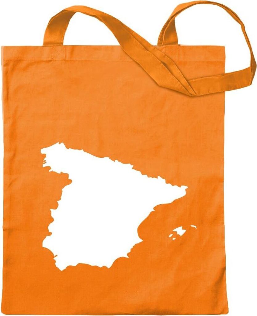 Kiwistar - Baumwolltasche - mandarin - Spanien Umriss Kontur - Tragetasche Stoffbeutel Umhängetasche Langer Henkel