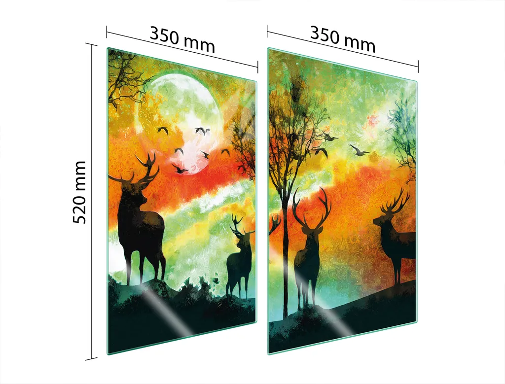 Copripiano Cottura 2 Pezzi 35x52 | Vetro Decor Cervo per Cucina - 2