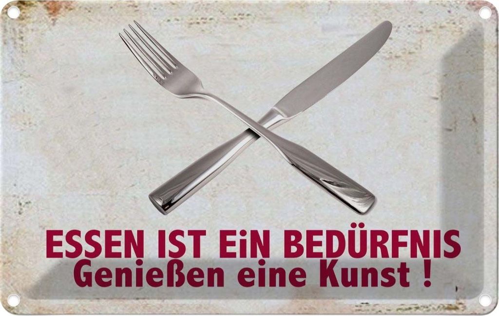 vianmo Blechschild 20x30 cm Essen ist ein Befürfnis Kunst Trinken