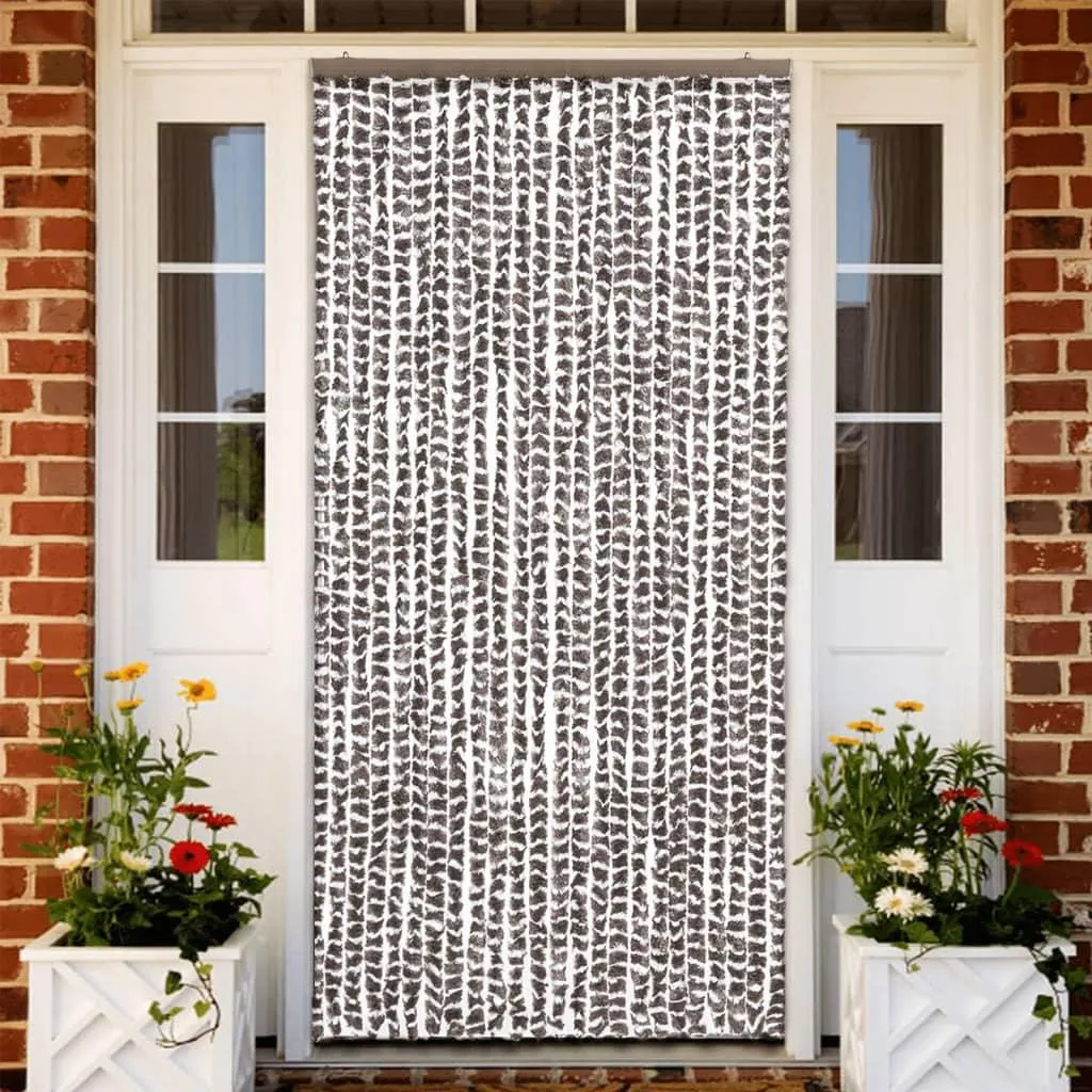 Rideau anti-mouches VidaXL 100x220 cm en Chenille Taupe et Blanc