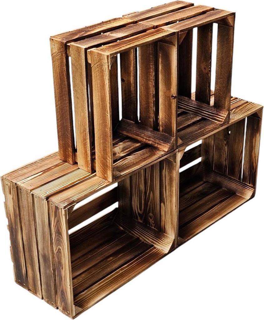Obstkisten Holzkisten Regal 50 x 40 x 30cm und 40x30x25 4er Produktbild 