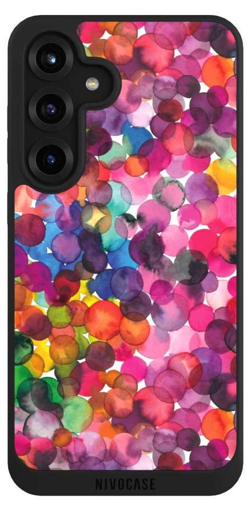 NIVOCASE Handyhülle für Samsung Galaxy S25+ Hülle NIVOpure Case Schwarz Punkte Wasserfarbe bunt
