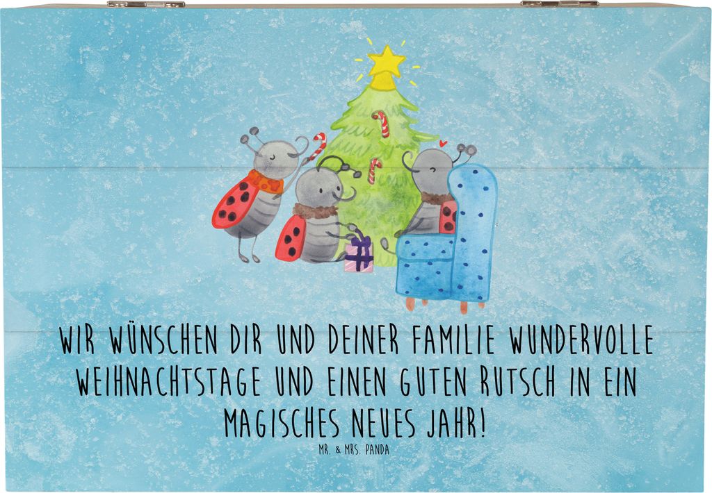 Mr. & Mrs. Panda Kiste Weihnachten Smörle 22 x 15 cm - Eisblau - Geschenk, Weihnachtsbaum, Tannennadeln, schatztruhe, fotobox, Truhe, Pfefferminzs...