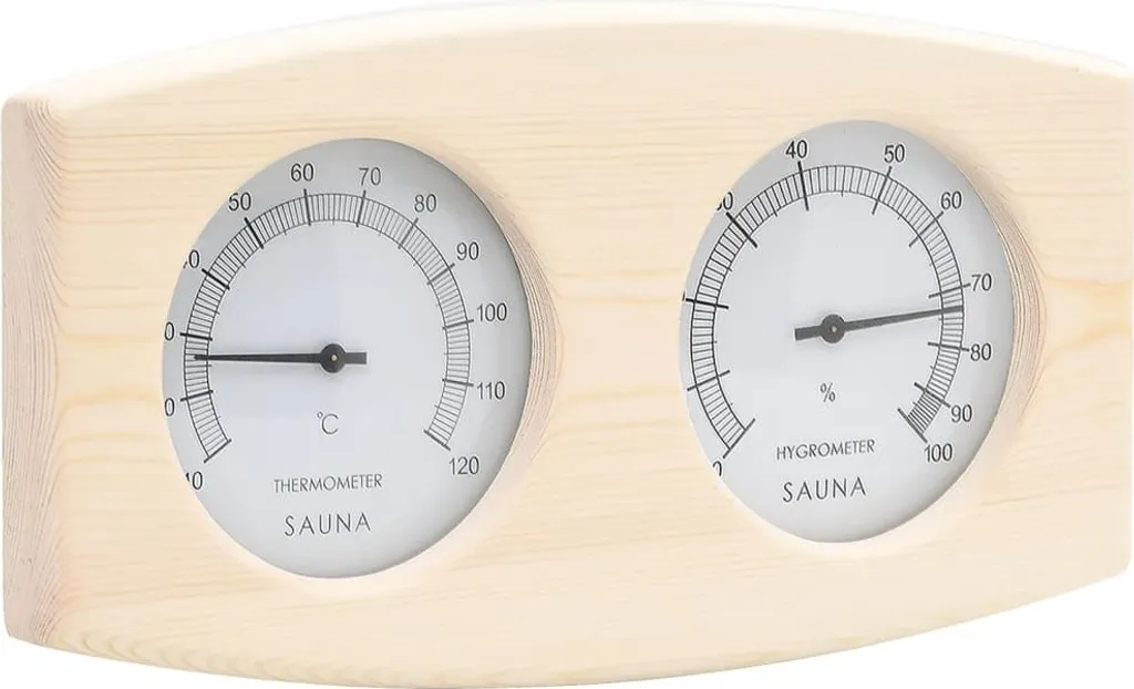 Set Accessoires de Sauna Hygrothermographe et Sablier en Bois Pin