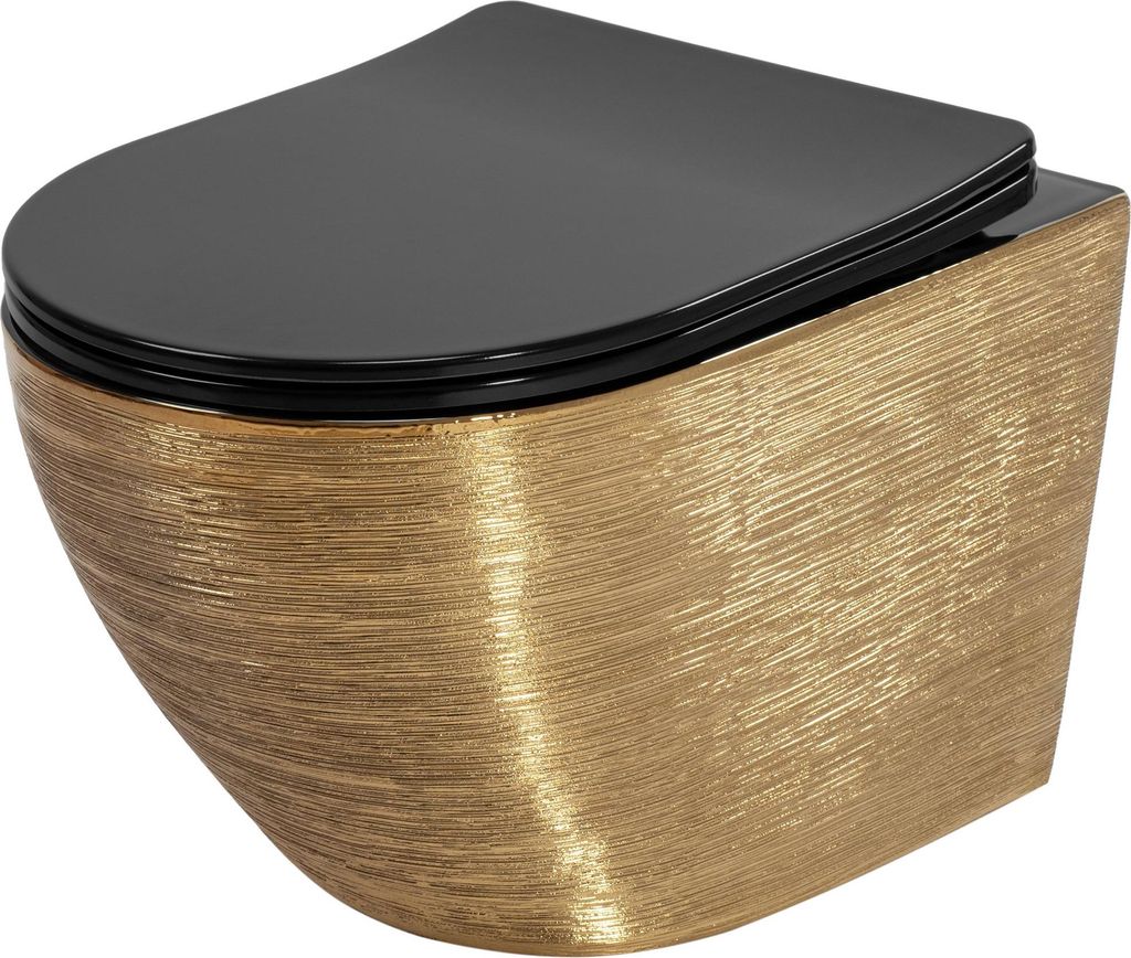 Vaso Wc Sospeso Rea Carlo Flat Brush Gold Immagine del prodotto 