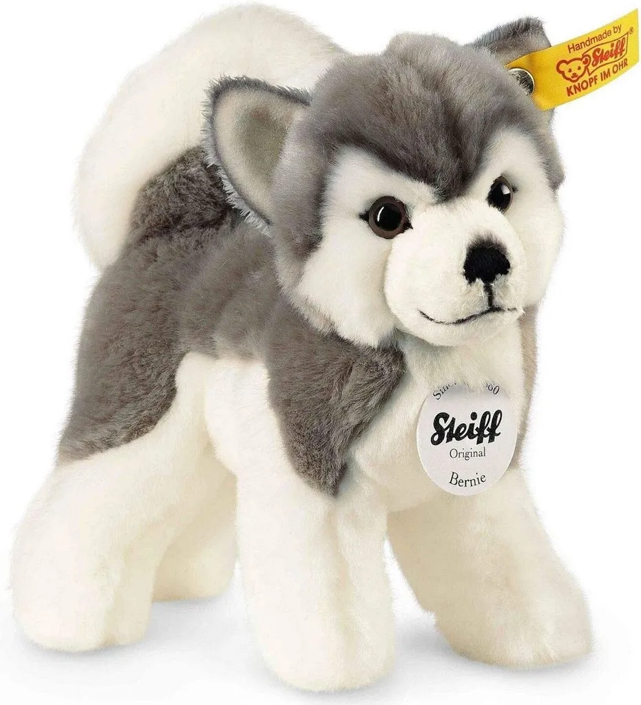 Bernie Husky Steiff 104985 Peluche Haut de Gamme 17 cm Finition Grise