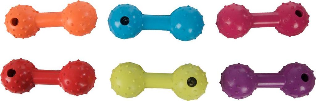 Karlie Hantel mit Glocke - Hundespielzeug - Gummi - Sortiert - 12x5x5 cm
