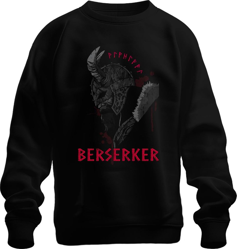 Wikinger Krieger Berserker Helm Blut Runen Nordisch Grunge Axt Uni Sweatshirt Pullover, Schwarz, XXL