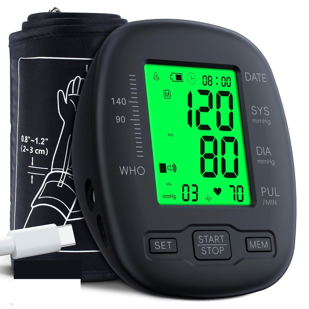 Blutdruckmessgerät, Oberarm-Blutdruckmessgerät für zu Hause mit verstellbarer Blutdruckmanschette, 8,7" - 16,5" Bildschirm mit Hintergrundbeleuc...