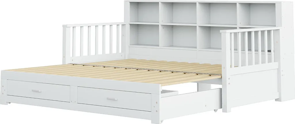 Lit Multifonction Blanc 180x190 cm : Solution Rangement et Charge USB - 9