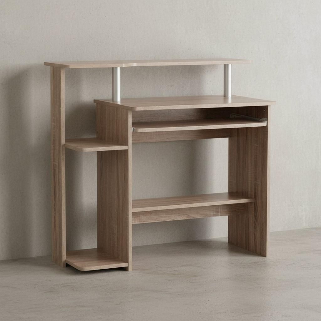 Computertisch: Intelligenter Tastaturauszug, Großzügige Arbeitsfläche, Langlebig und Pflegeleicht. Beige, 94x48x90 cm | Kadima Design
