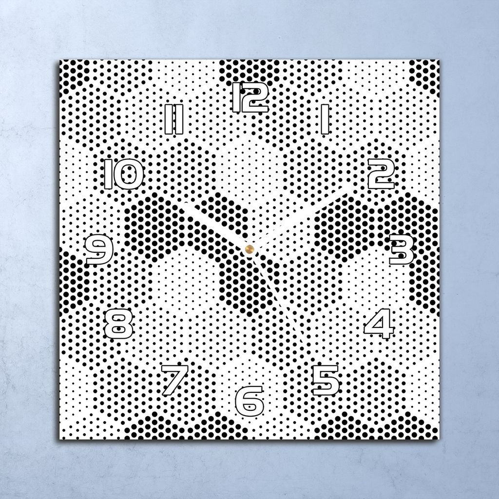 Deko Glasuhr Wanduhr 30x30 Sechseck SchwarzWeiß Quarz Küchenuhr Bürouhr