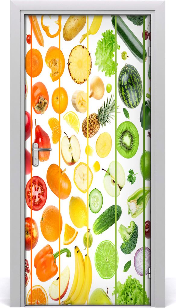 Tulup Türaufkleber 95x205 cm Dekorative Aufkleber Selbstklebend Wasserdichte Tapete Abnehmbar Schlafzimmer Wohnzimmer Wohnkultur - Früchte und Ge...