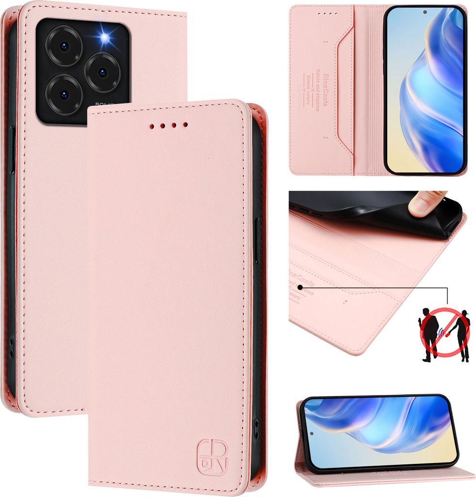 Lederhülle für Ulefone Note 20 Pro Hülle Flip Brieftasche Kartenfächern Ständer Schutzhülle Pink