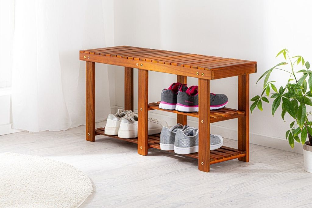 loving HOME Universal-/Schuhregal Akazienholz 87 x 28 x 45cm