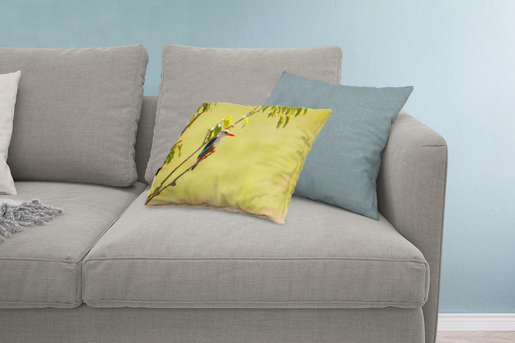 MuchoWow Zierkissen Sofakissen Wohnzimmer Dekokissen 60x40 cm Graukopfliest sonnt sich in einem Baum - Kopfkissen - Polster mit Foto