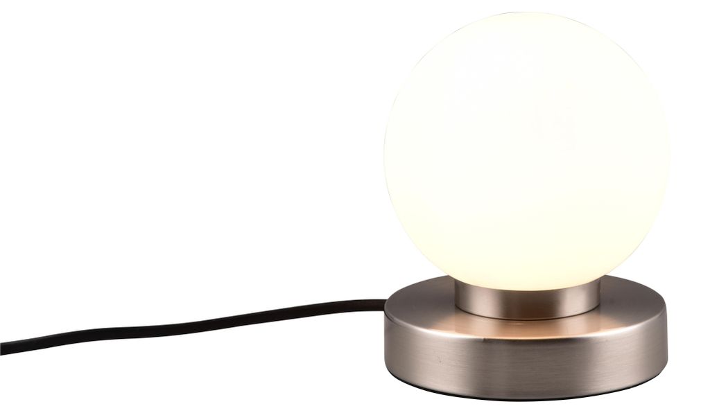 Tafellampje Prinz Ii nikkel met wit glas Productafbeelding 