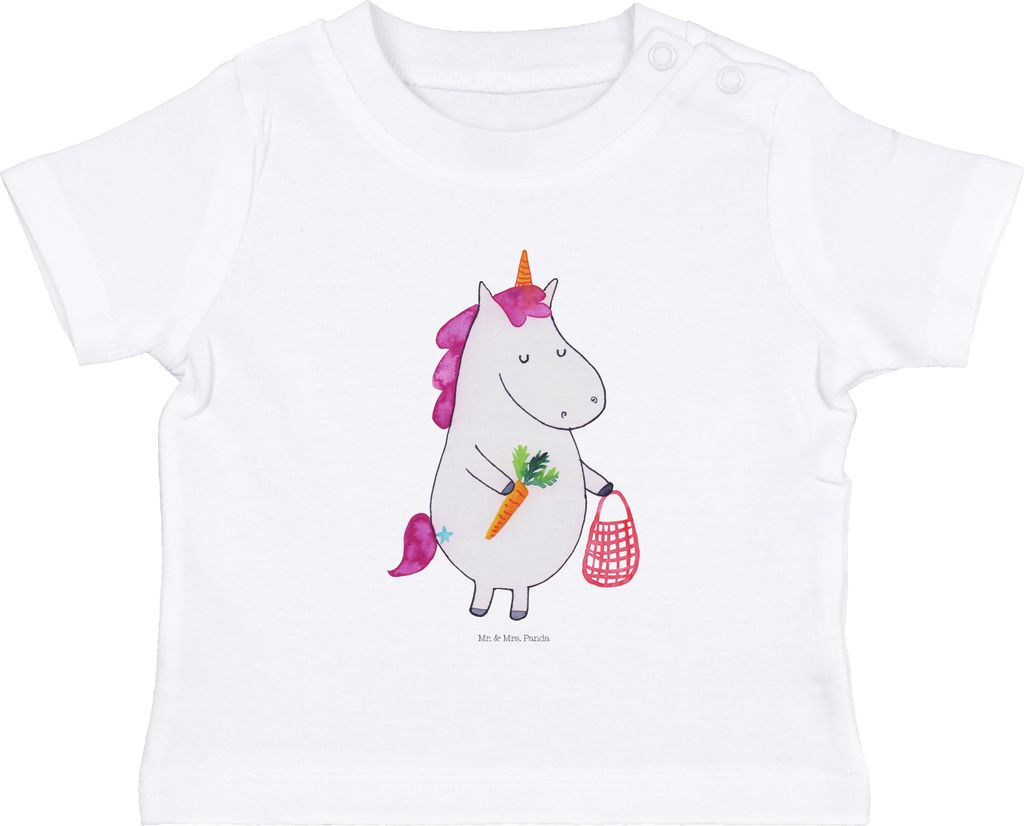 Mr. & Mrs. Panda Babyshirt Einhorn Vegan 12. - 18. Monat - Weiß - Geschenk, Rohkost, Unicorn, Baby Oberteil, Veganer, Gesund Leben, essen, T-Shirt...
